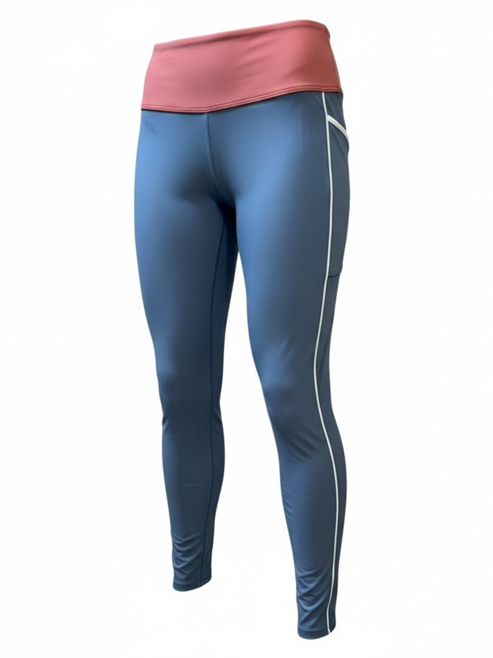 prAna Womens XS Blue Rust Colorblock Leggings Side Pockets Yoga Running